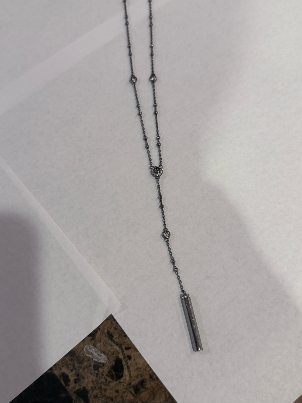 Henri Bendel Gunmetal Lariat Station Necklace - Picture 5 of 11